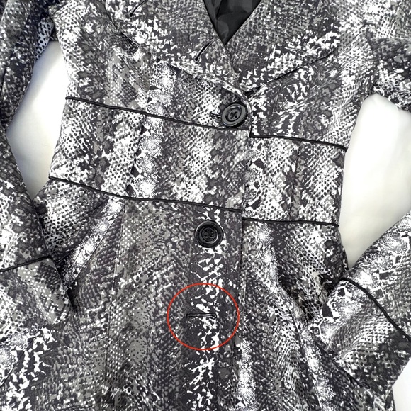 VTG Y2K Candie’s Snakeskin Print Fit & Flare Pea Coat | Black Gray | S - Picture 6 of 7